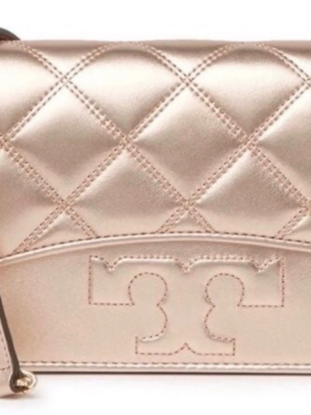 Tory Burch Metallic Rose Gold Quilted Crossbody